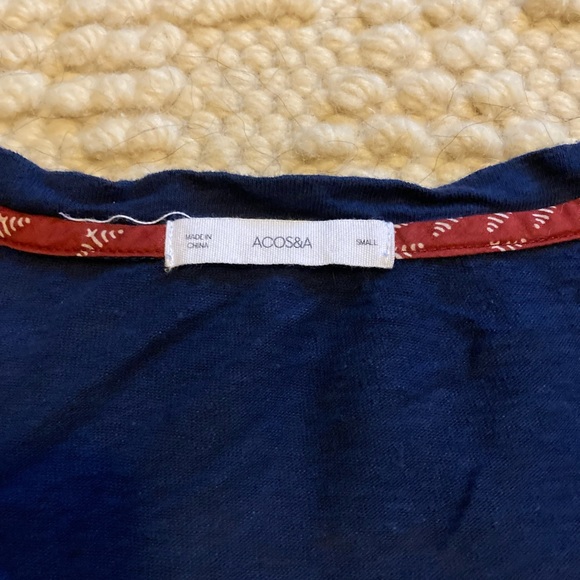 ACOS&A Navy Blue Top with White Stitching - Picture 2 of 6